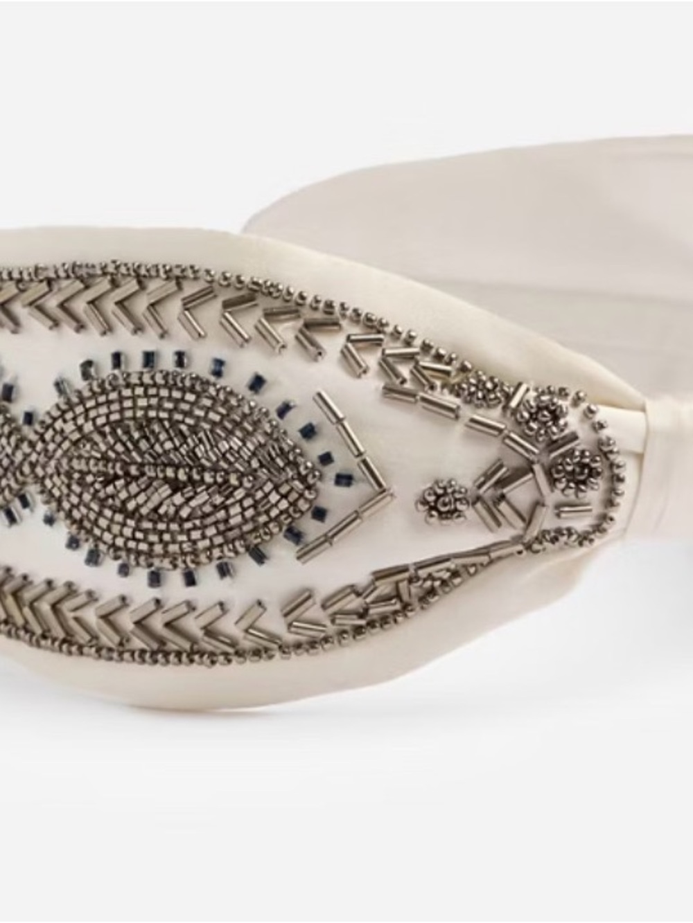 JOHNNY WAS La Jolla Embellished Silk Headband Ivory - Picture 3 of 4